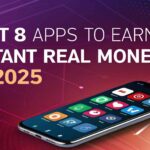 Smartphone displaying icons of popular money-making apps for 2025, showcasing the best apps for earning instant real money